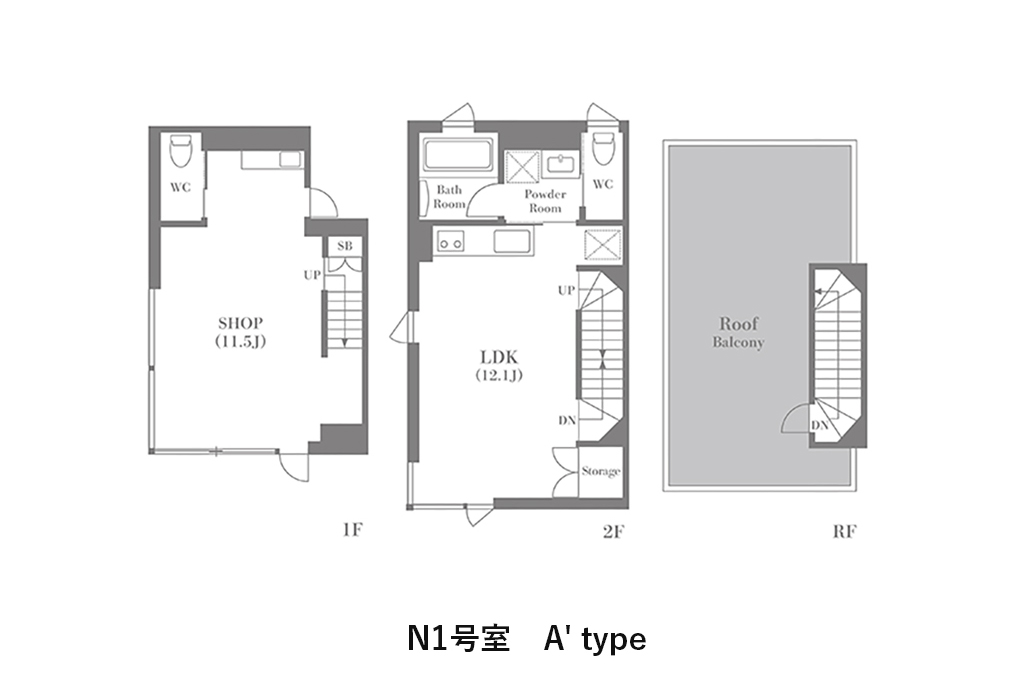 （N1号室 A'タイプ）の間取り