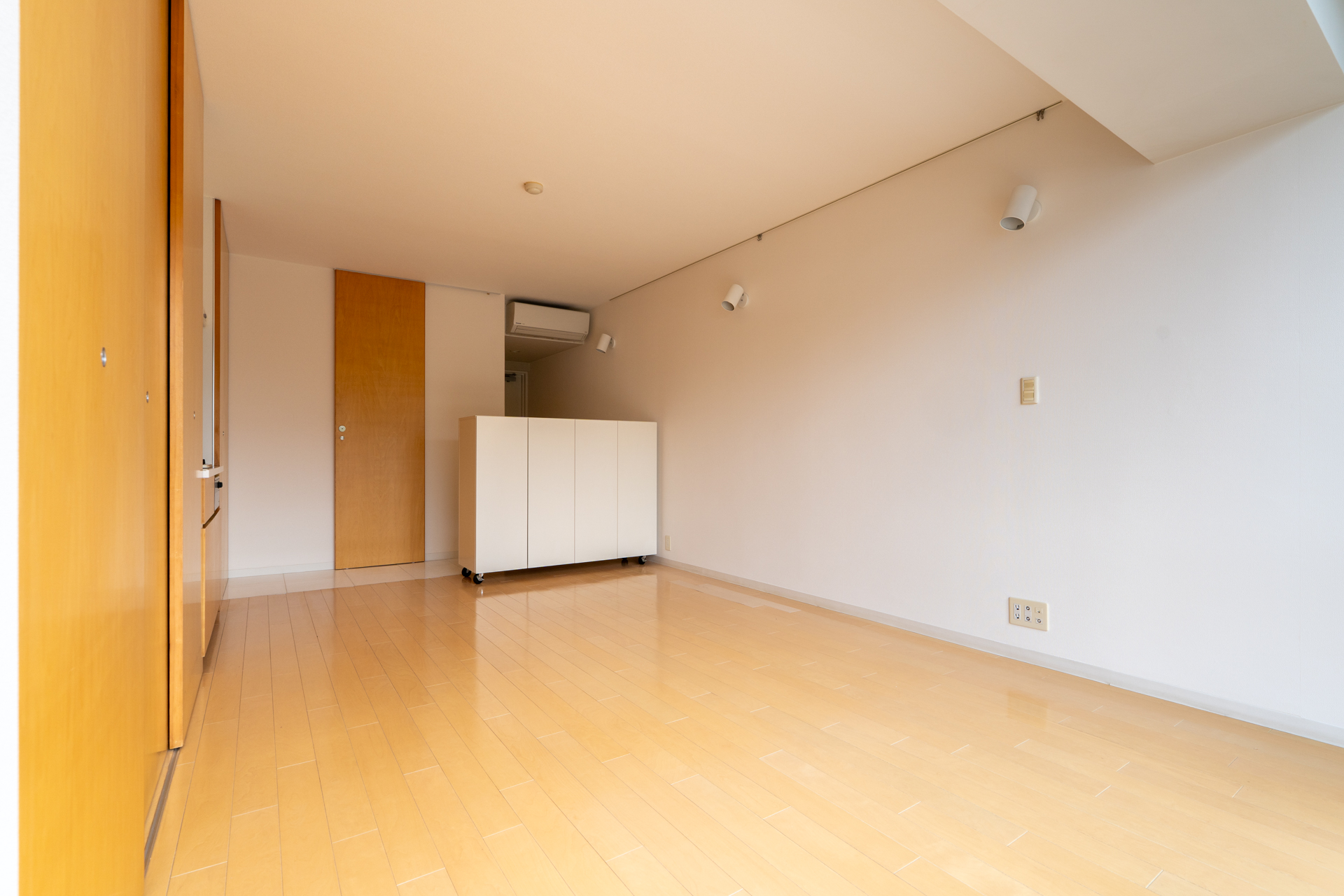 ライトとピクチャーレールのある壁