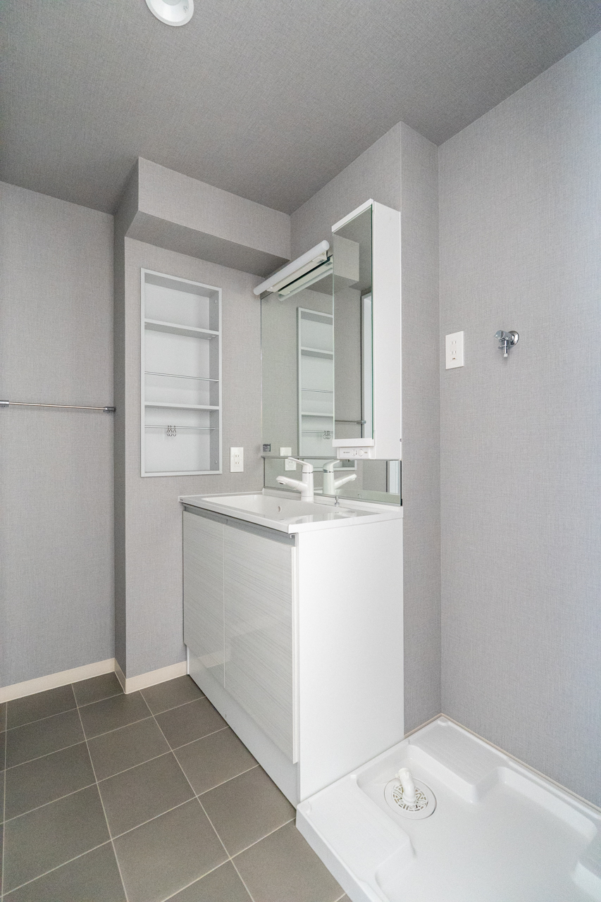 洗面脱衣所も収納力高め