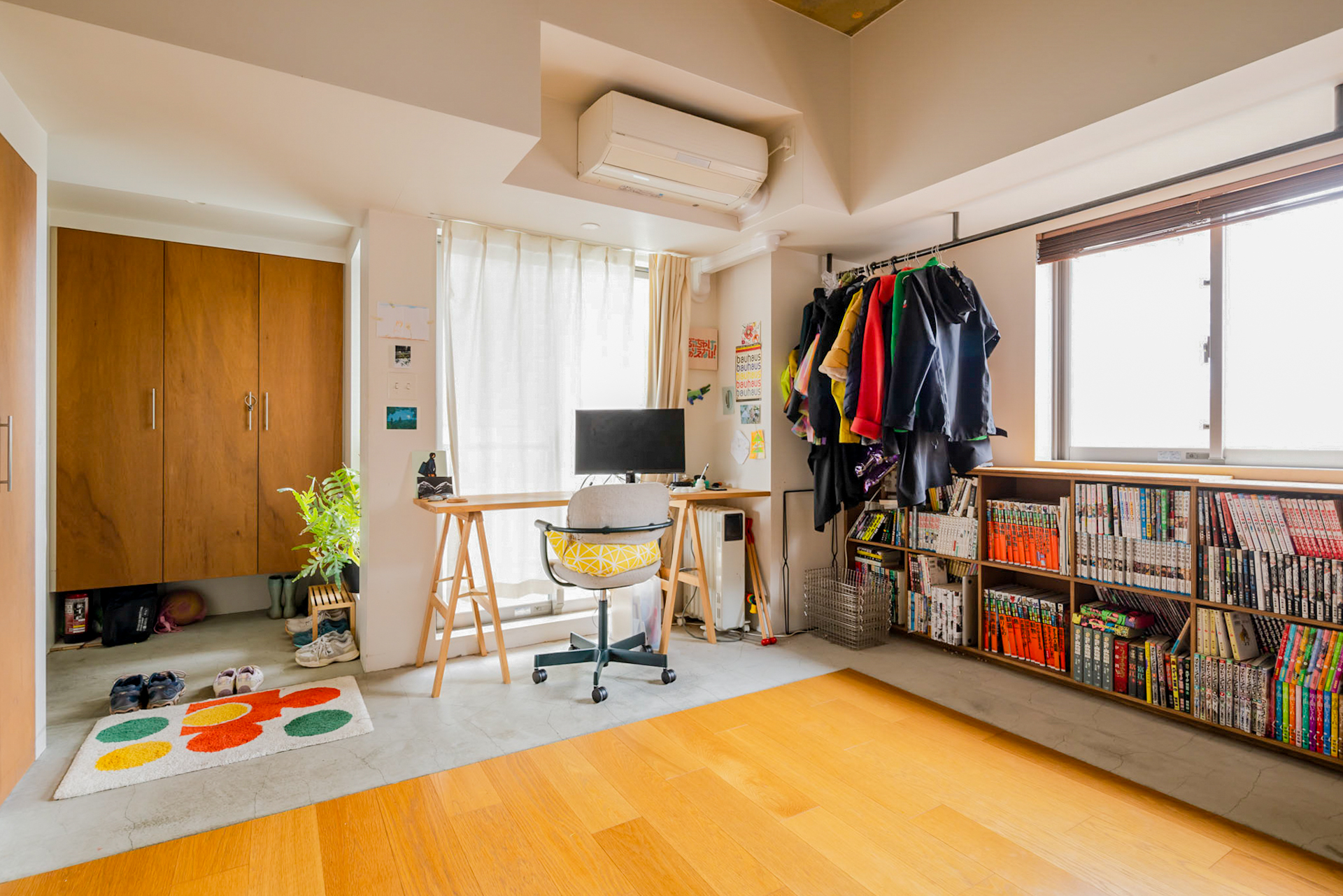 玄関側に設けられた余白のようなスペースは書斎に使ったり、将来の子供部屋スペースとしても