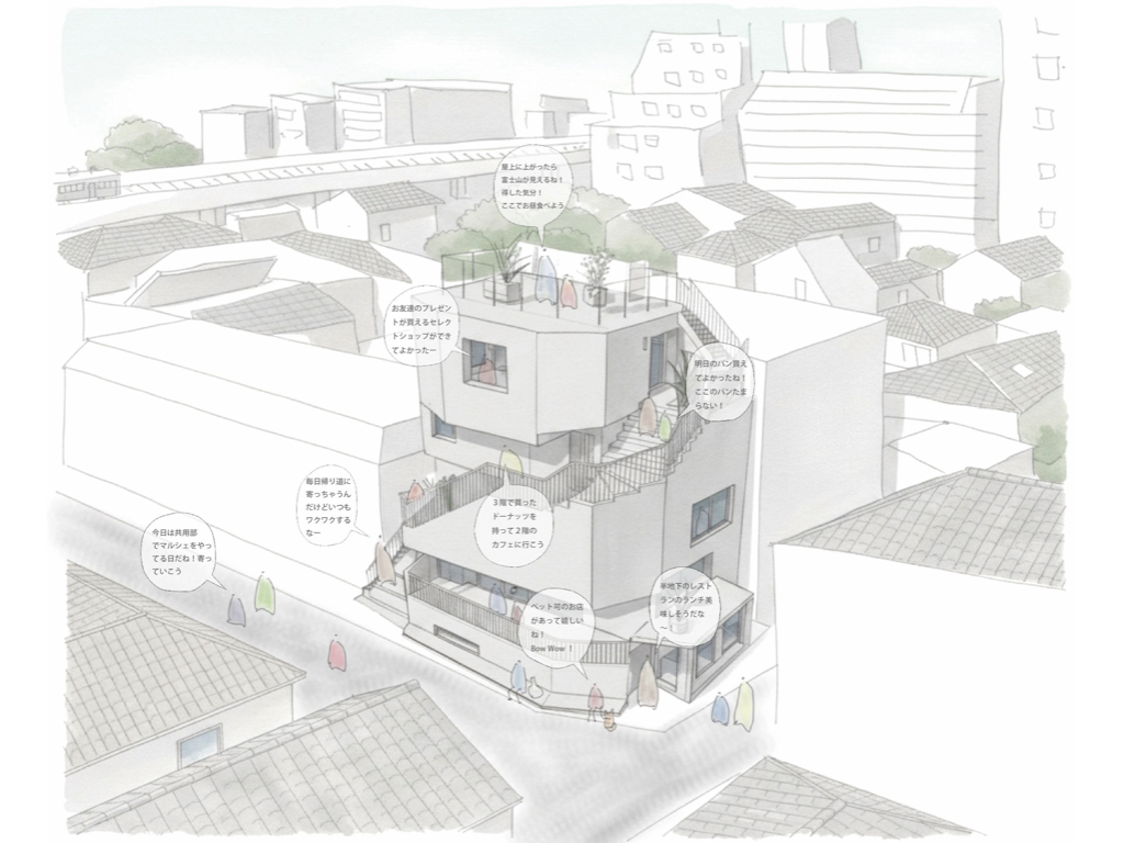 人が滞留して交流して