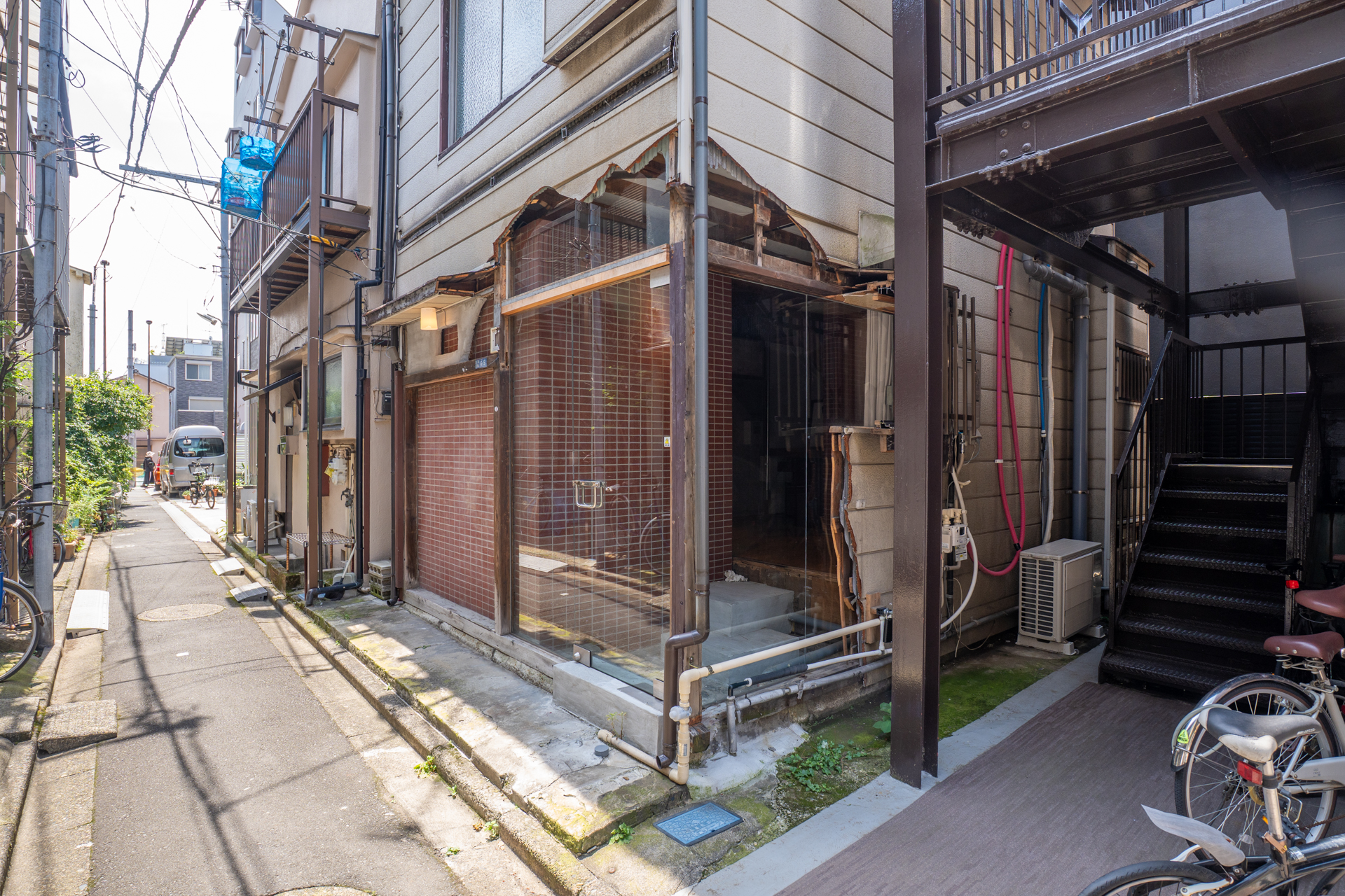 既存建物の中からガラスの構造が現れたような